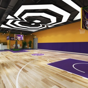 现代室内篮球场3D模型下载